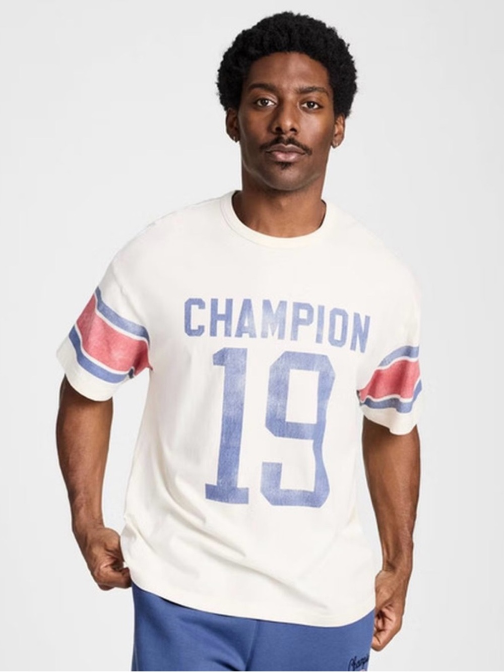 NWT Champion Men's Cream Graphic Short-Sleeve Shirt